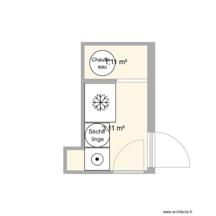 arriere cuisine. Plan de 2 pièces et 4 m2