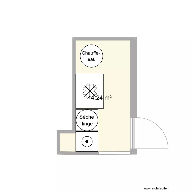arriere cuisine. Plan de 1  et 4 m²
