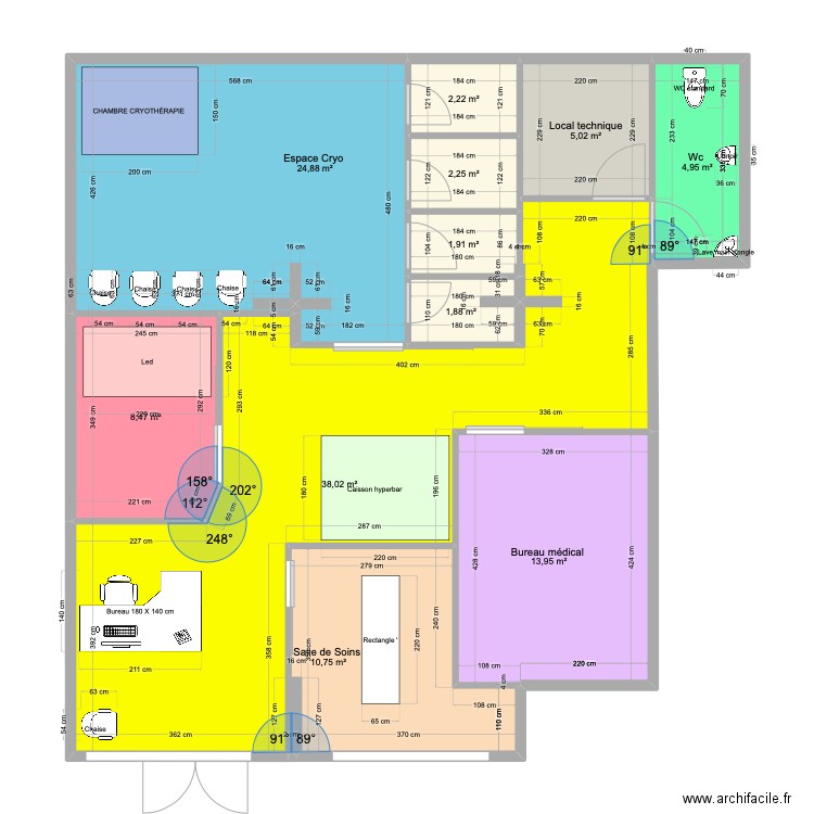 Cryo 2. Plan de 11 pièces et 114 m2