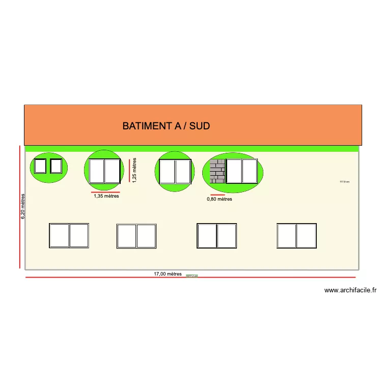 FACADE SUD . Plan de 