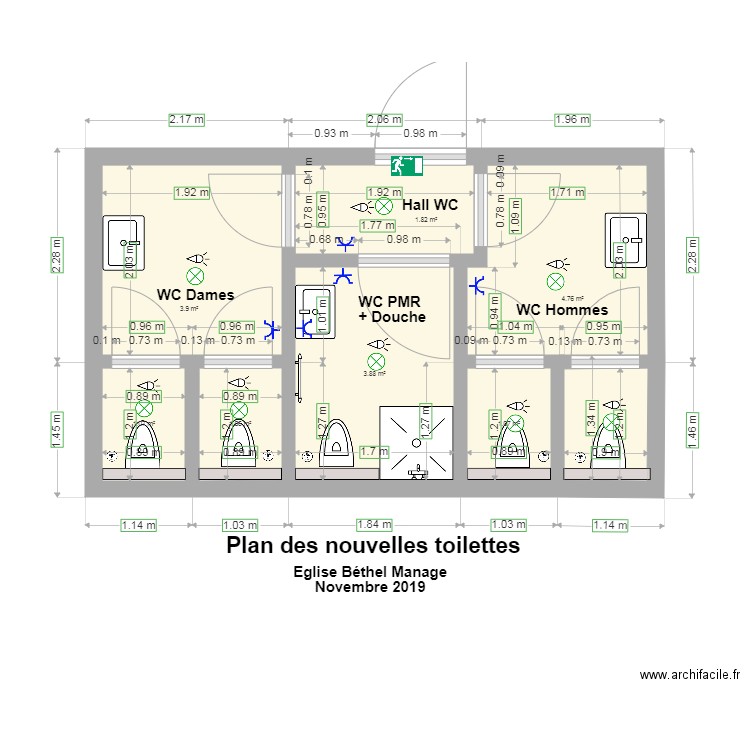 Toilettes Béthel nov 2019. Plan de 0 pièce et 0 m2