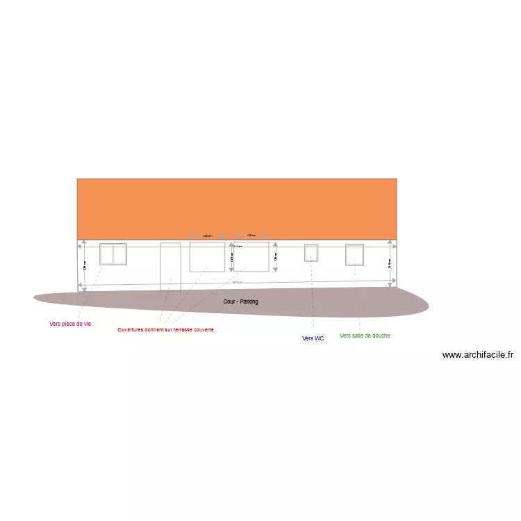 Fa&ccedil;ade Sud. Plan de 