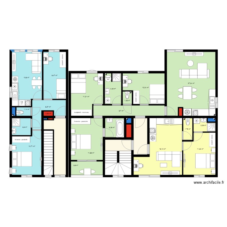 1er et 2ème. Plan de 0 pièce et 0 m2