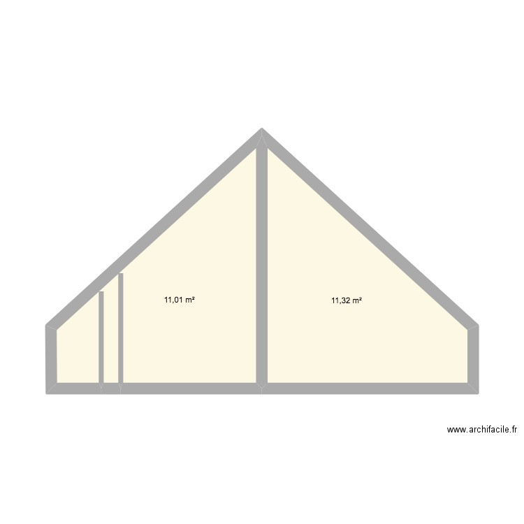 TOITURE. Plan de 2 pièces et 22 m2