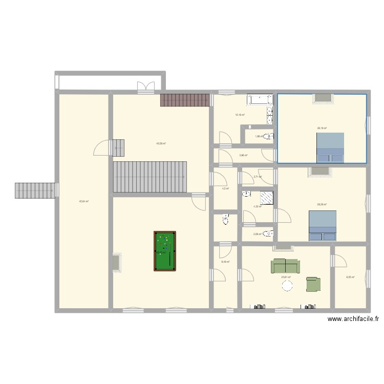 chambre d'hôte - phase 2. Plan de 15 pièces et 258 m2