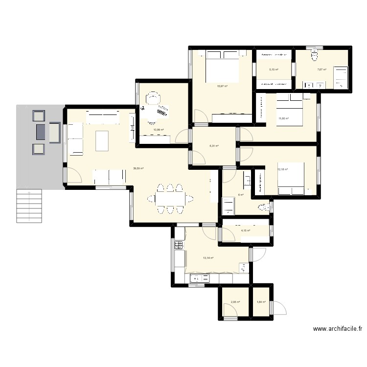 AIME HOUSE NEW. Plan de 15 pièces et 149 m2