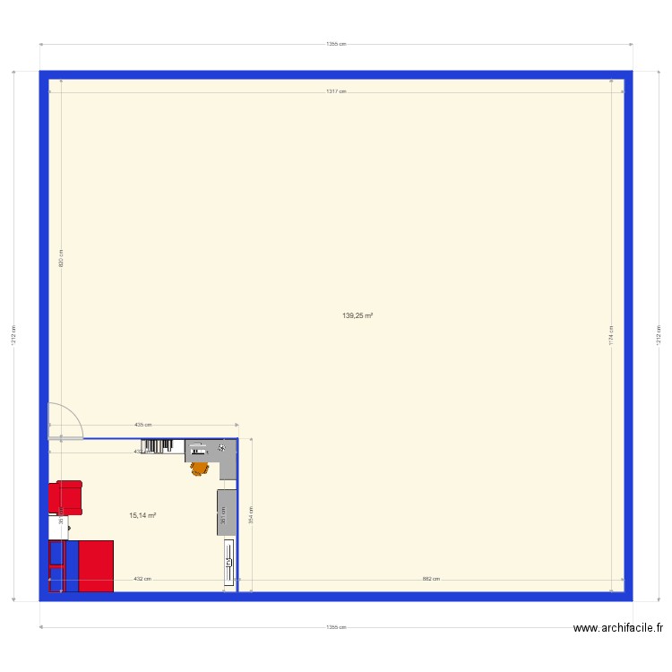 Clara 2. Plan de 2 pièces et 154 m2