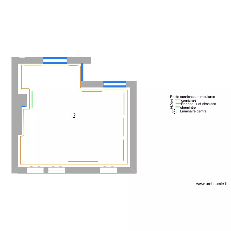 s&eacute;jour (poste corniches). Plan de 