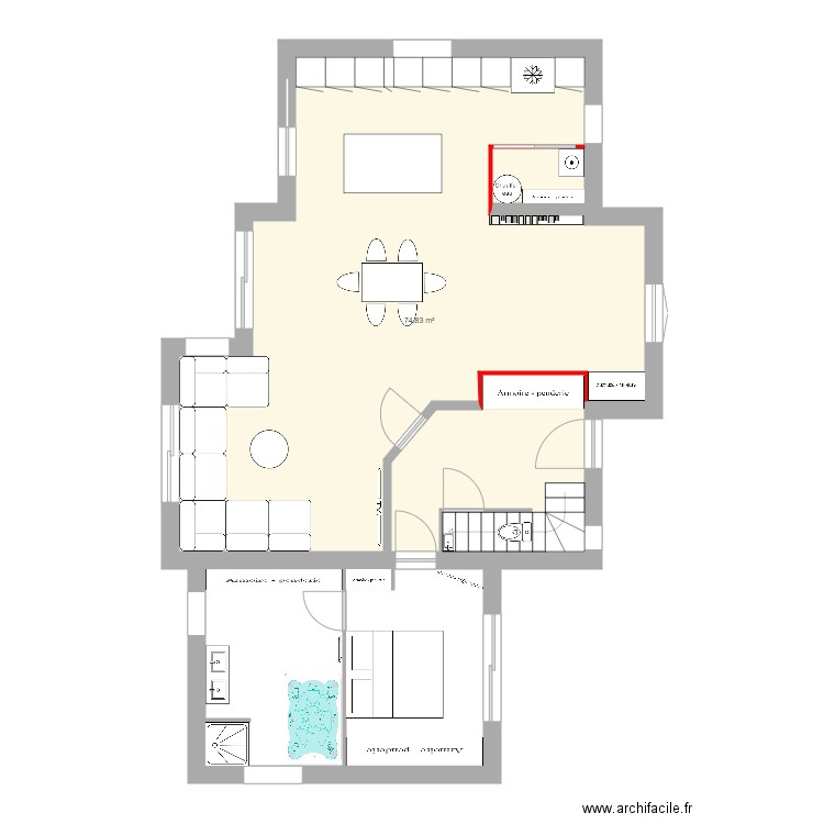 PLAN MAISON RDC PLESTAN. Plan de 0 pièce et 0 m2