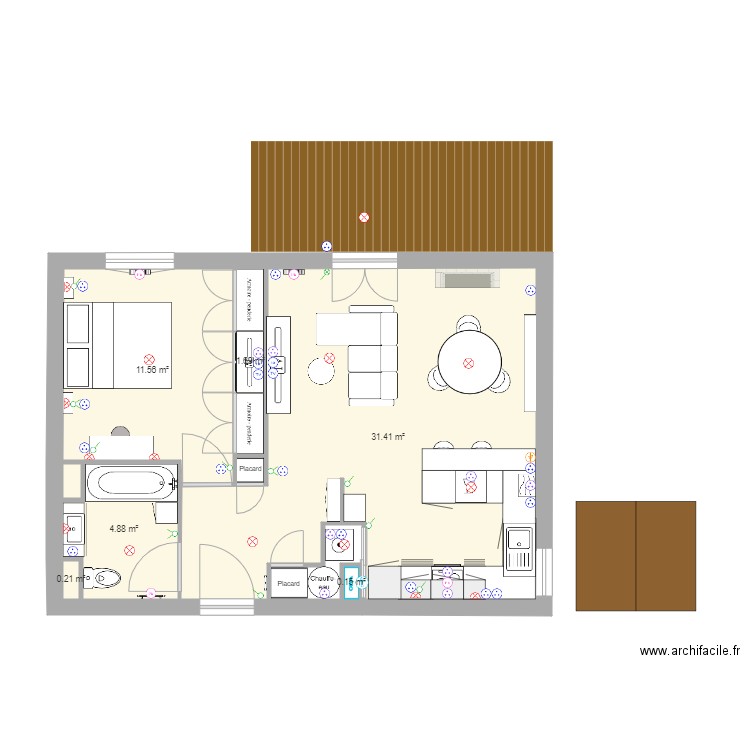 Appart Débo origine NOUVEAU APRES électricité. Plan de 0 pièce et 0 m2