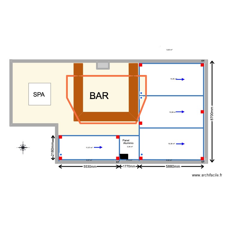 ALUAP FARO 2. Plan de 15 pièces et 124 m2