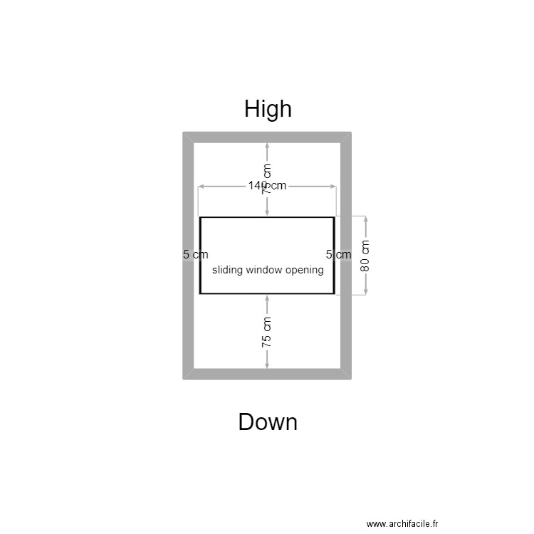 Face avant Rabs. Plan de 1 pièce et 3 m2