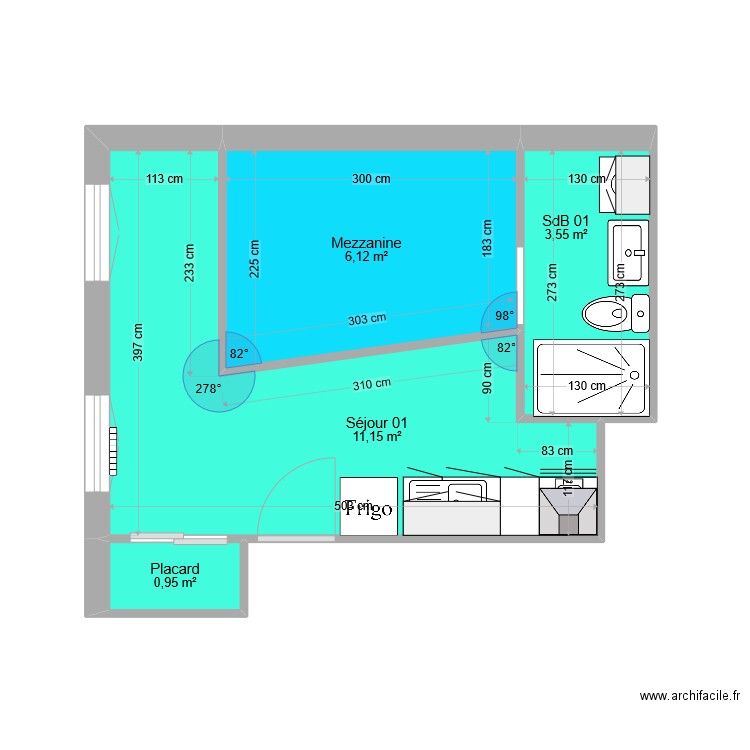 Appartement 01. Plan de 4 pièces et 22 m2