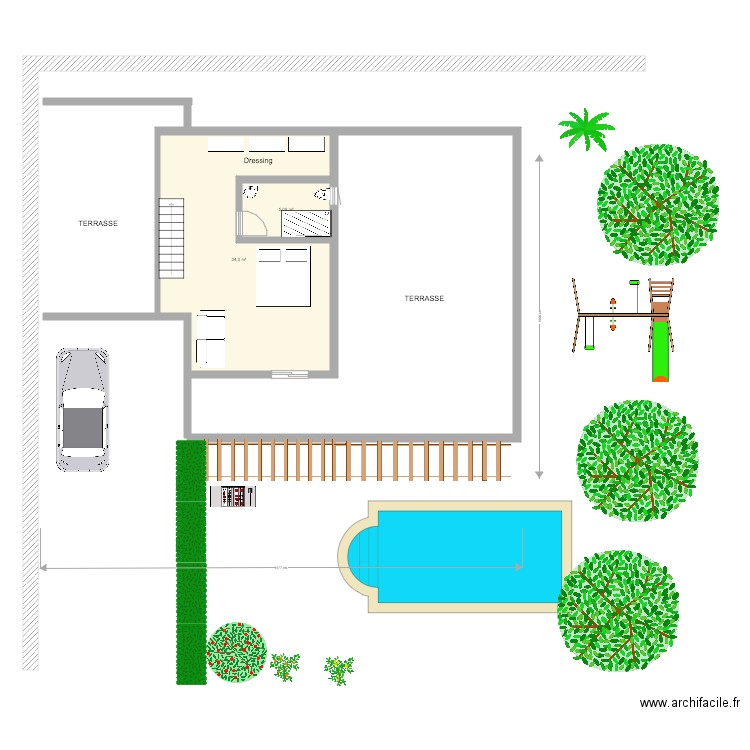 Plan Etage La Ciotat V3. Plan de 2 pièces et 39 m2