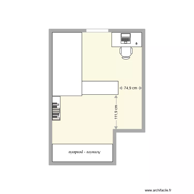 Chambre Nord Ouest Jade. Plan de 