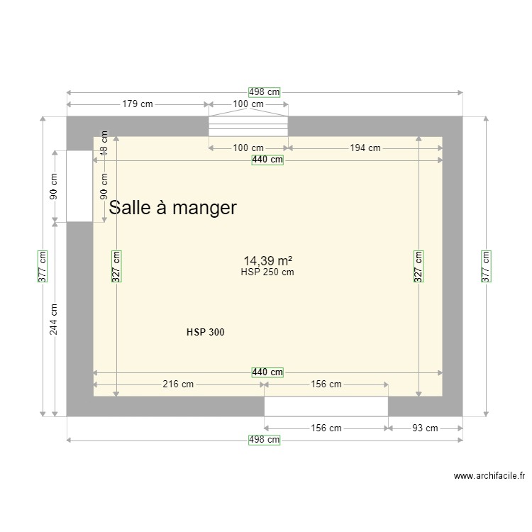 SALLE A MANGER RDC ORIGINAL. Plan de 1 pièce et 14 m2