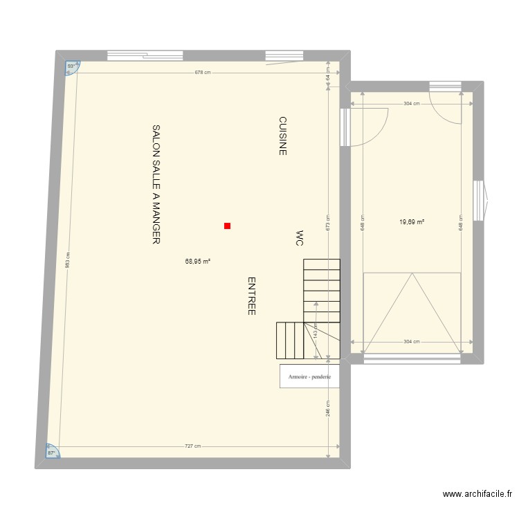 maison Y4. Plan de 2 pièces et 89 m2