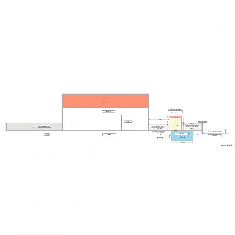 PLAN DE COUPE OUEST FOURCAT. Plan de 0 pièce et 0 m2