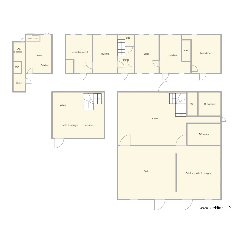 Diags ALM. Plan de 27 pièces et 147 m2