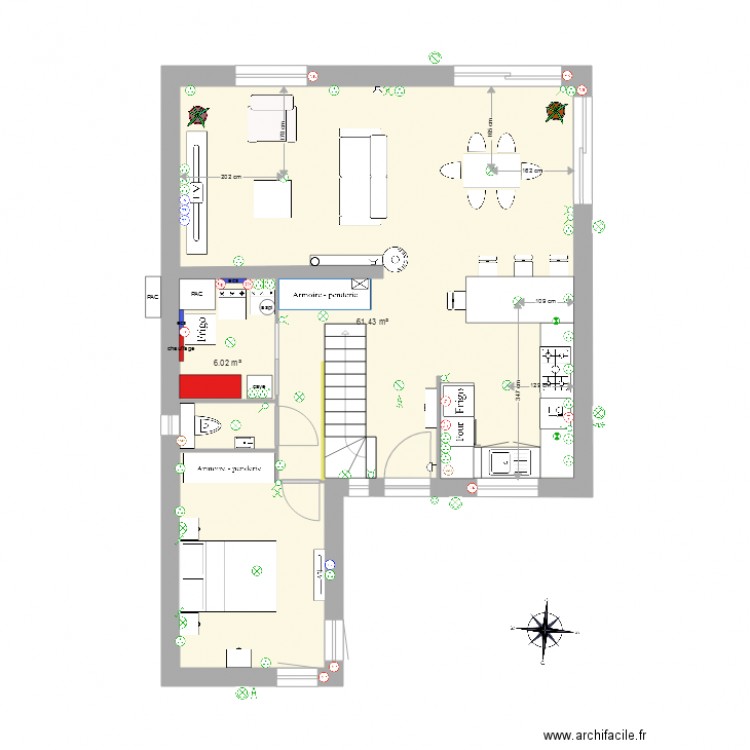 rdc meublé et électricité trou. Plan de 0 pièce et 0 m2