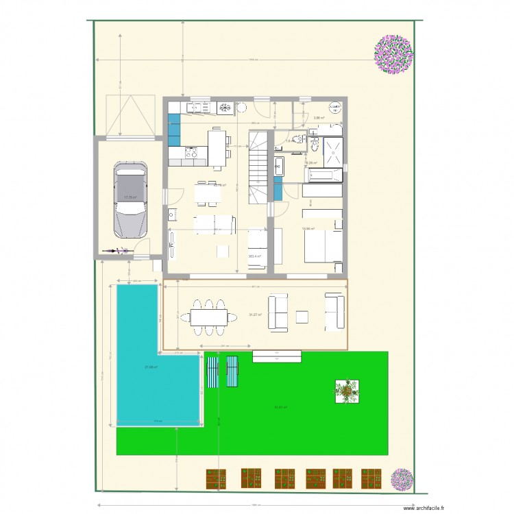 implantation piscine. Plan de 0 pièce et 0 m2