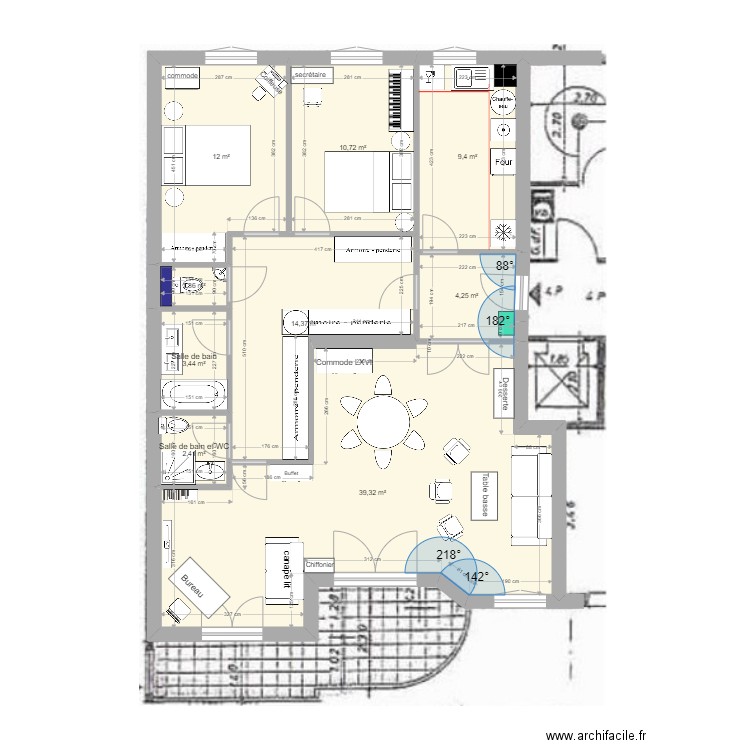 8 Chateaudun v1. Plan de 9 pièces et 97 m2