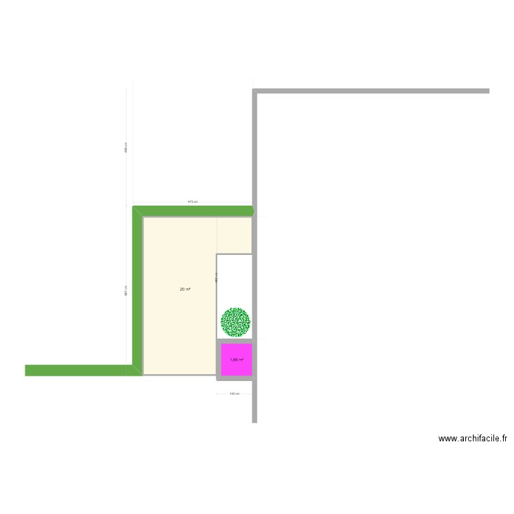 abris de jardin. Plan de 2 pièces et 22 m2