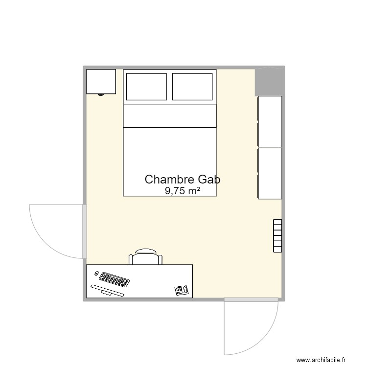 Chambre Gab. Plan de 1 pièce et 10 m2