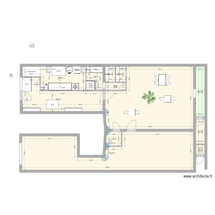 Patisserie D. Plan de 12 pièces et 186 m2