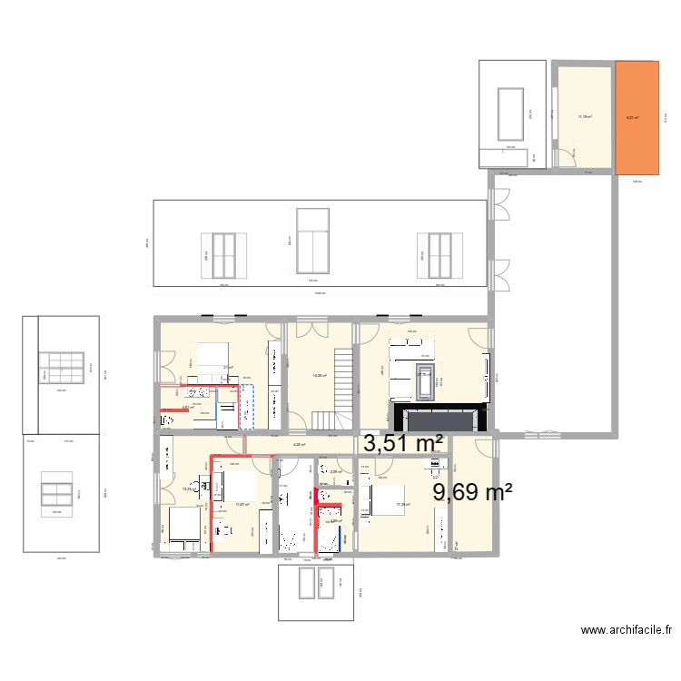 casa com alçado. Plan de 14 pièces et 152 m2