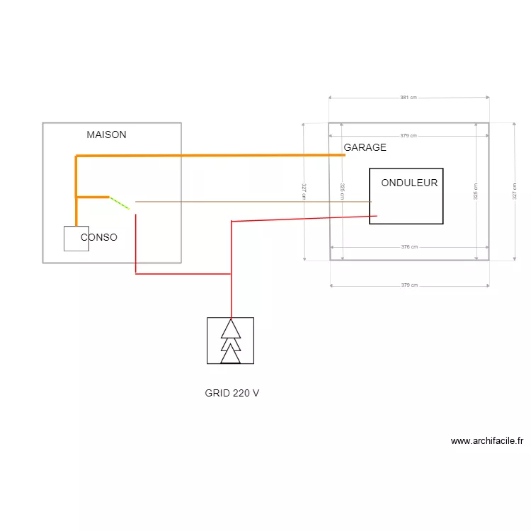 cablage onduleur. Plan de 