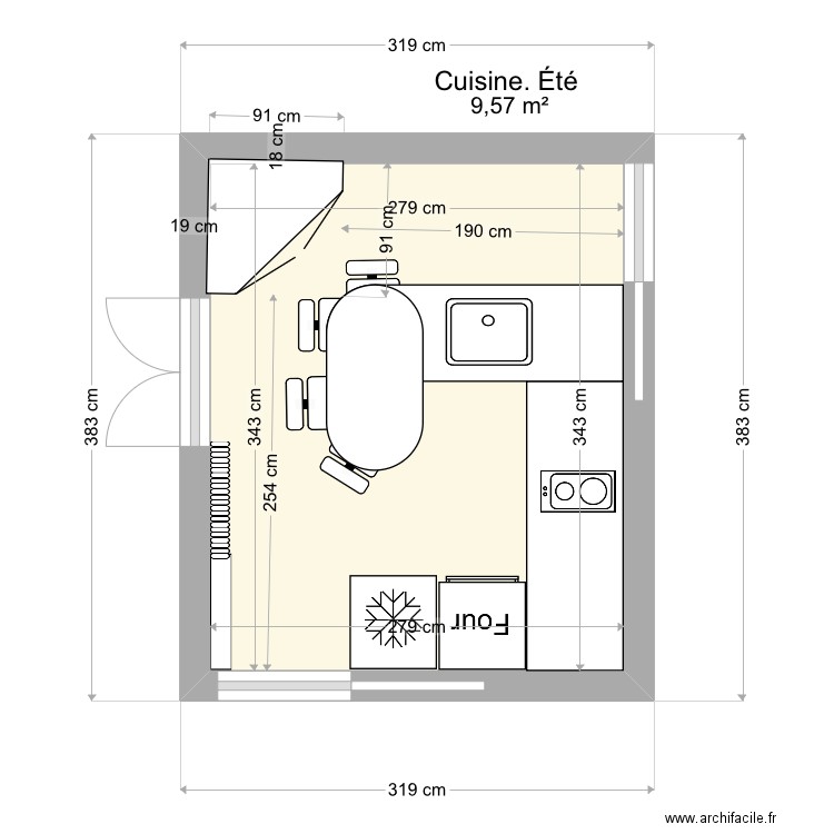 Cuisine d été . Plan de 1 pièce et 10 m2