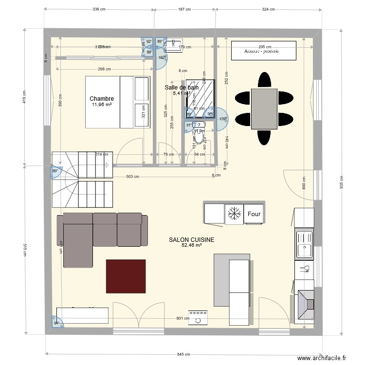 Maison Carsac. Plan de 3 pièces et 70 m2