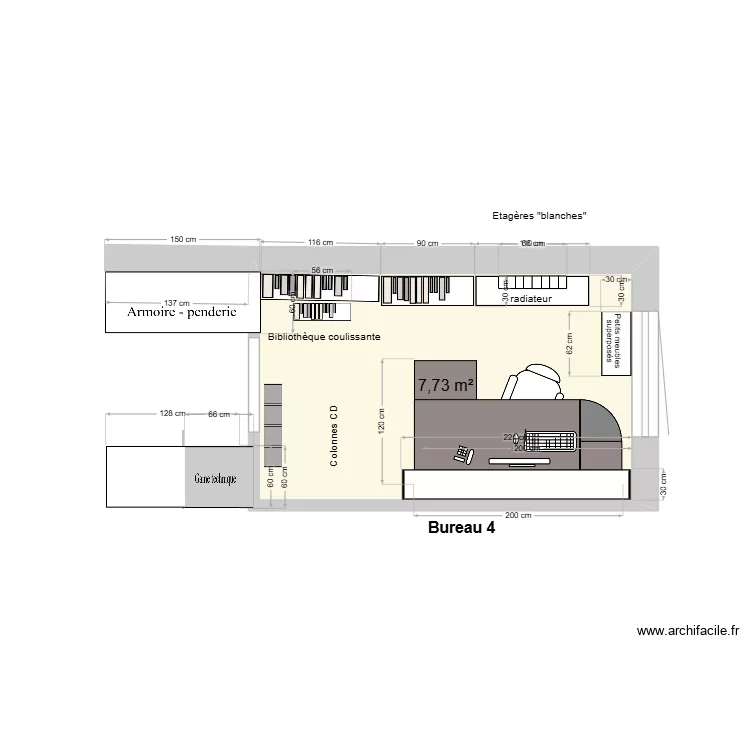 Bureau pi&egrave;ce 5. Plan de 