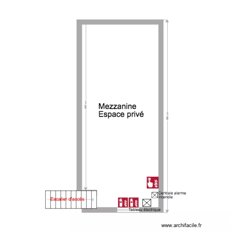 Plan mezzanine s&eacute;curit&eacute;. Plan de 
