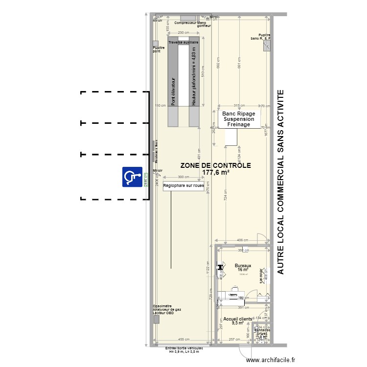 CCT VL  PK CONTRÔLE  ISBERGUES. Plan de 4 pièces et 205 m2