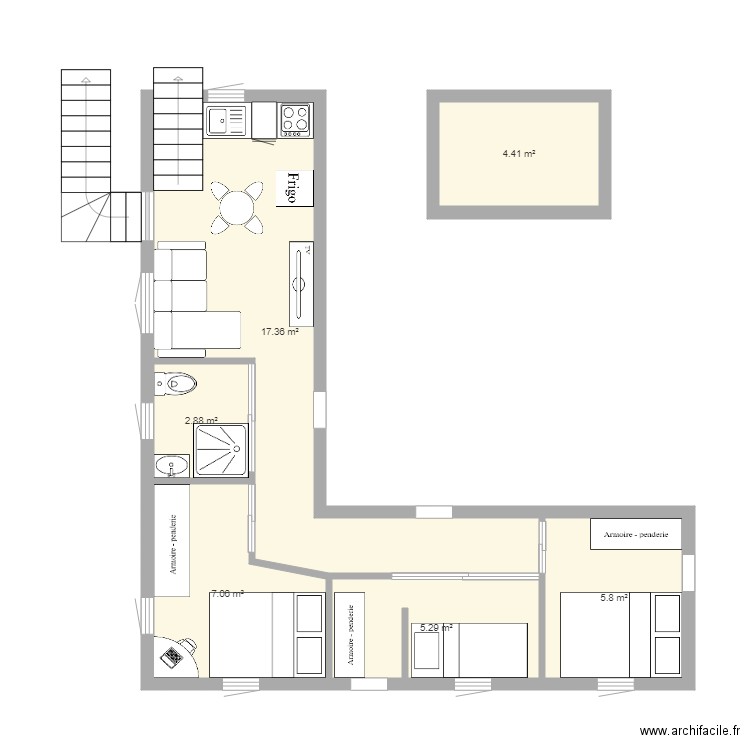 maison 40 m2  . Plan de 0 pièce et 0 m2