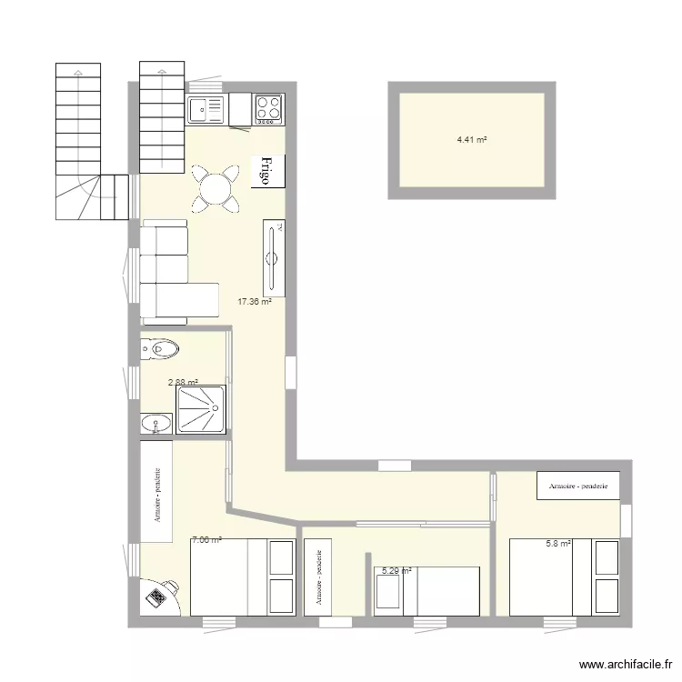 maison 40 m2  . Plan de 