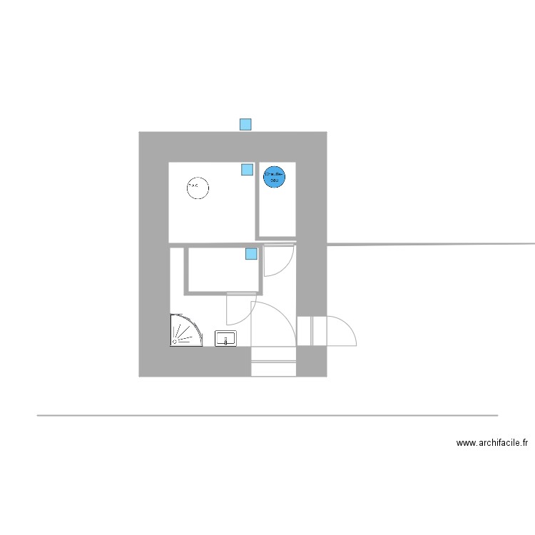 Chaufferie / tranchée / Salle d'eau. Plan de 2 pièces et 4 m2