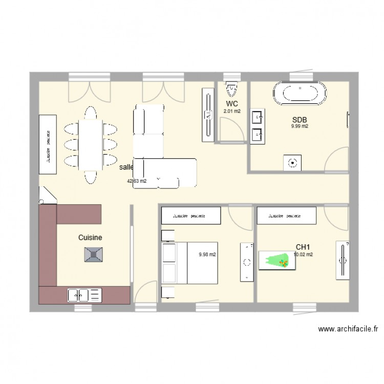 plan de maison 75 m2