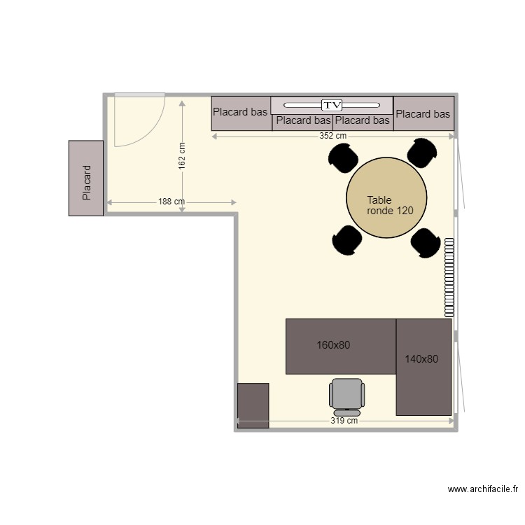 B516-84 Directeur-V1. Plan de 1 pièce et 18 m2