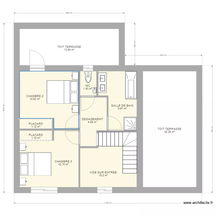 ETAGE AVEC MEUBLES. Plan de 