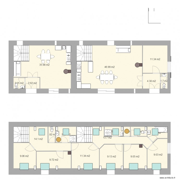 Laugny 2015 03 15 avec correction sous pente et velux. Plan de 0 pièce et 0 m2