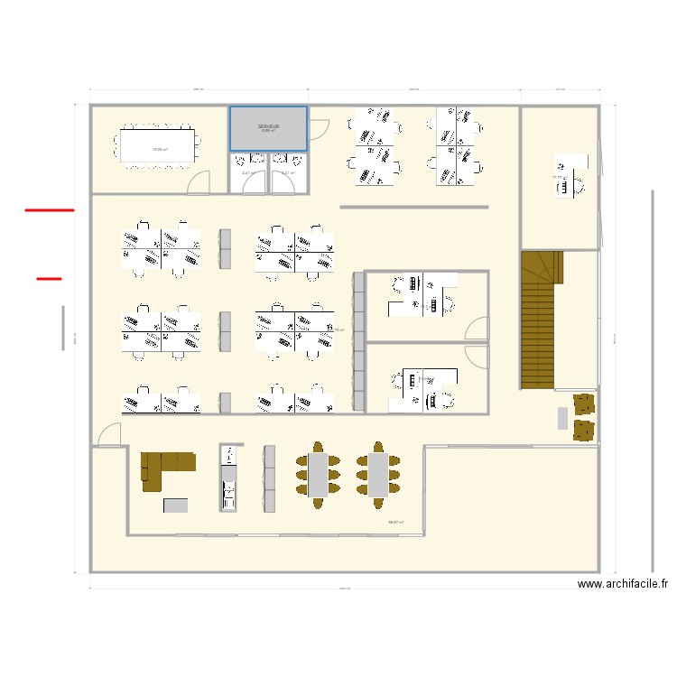 Bureaux1. Plan de 9 pièces et 406 m2