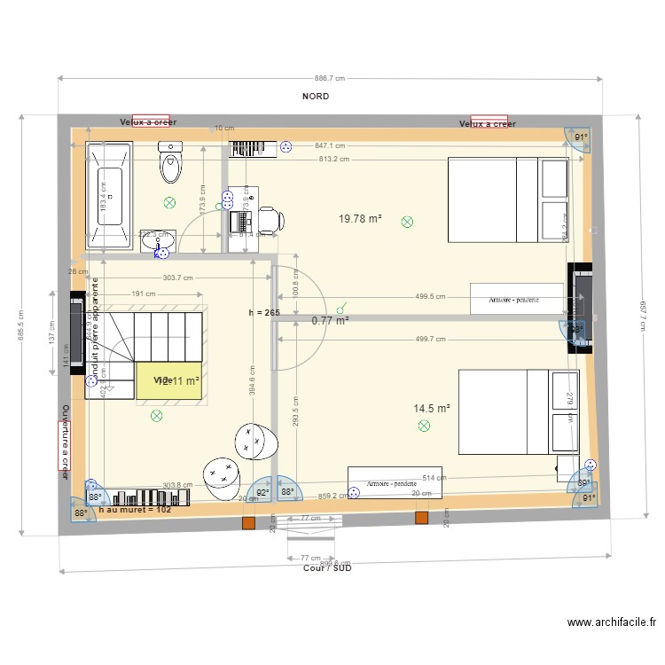 Etage Pinceloup 1 Option2. Plan de 0 pièce et 0 m2