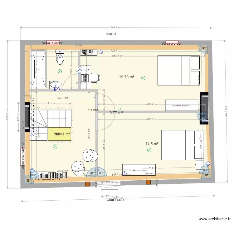 Etage Pinceloup 1 Option2. Plan de 