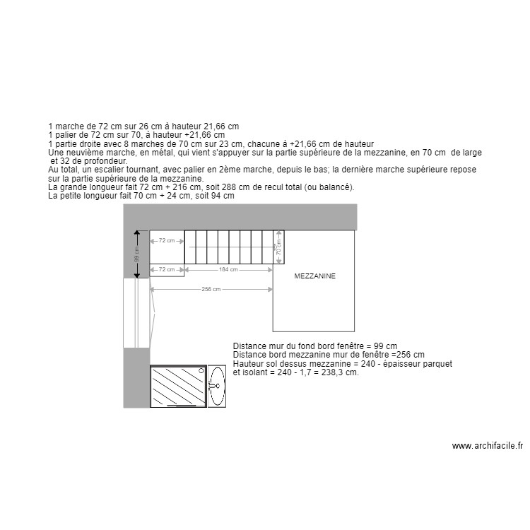 Bellecour Escalier Chambre Amis 70 Palier tournant 11. Plan de 0 pièce et 0 m2