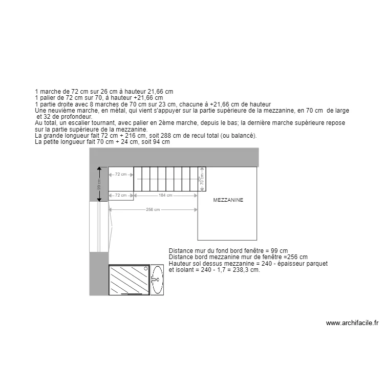 Bellecour Escalier Chambre Amis 70 Palier tournant 11. Plan de 