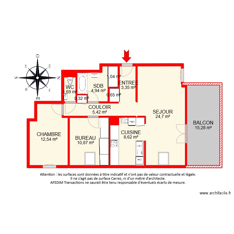 BI9468 pascal. Plan de 15 pièces et 90 m2