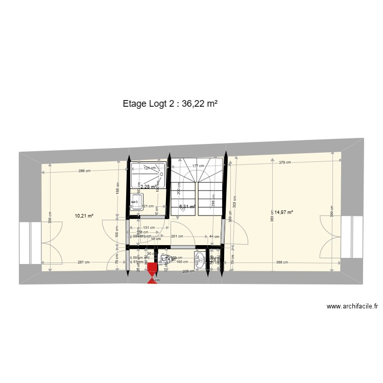 Plan Etage Logt 2. Plan de 6 pièces et 36 m2